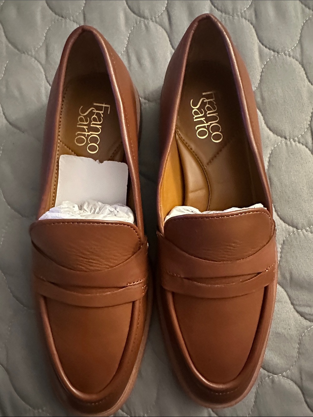 Franco Sarto Cognac Leather Penny Loafers